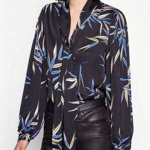 Equipment Cleone Floral Print Black Blouse